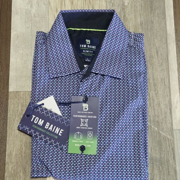 Tom Baine Performance Collection Slim Fit Size Large Fish Print - Picture 1 of 7